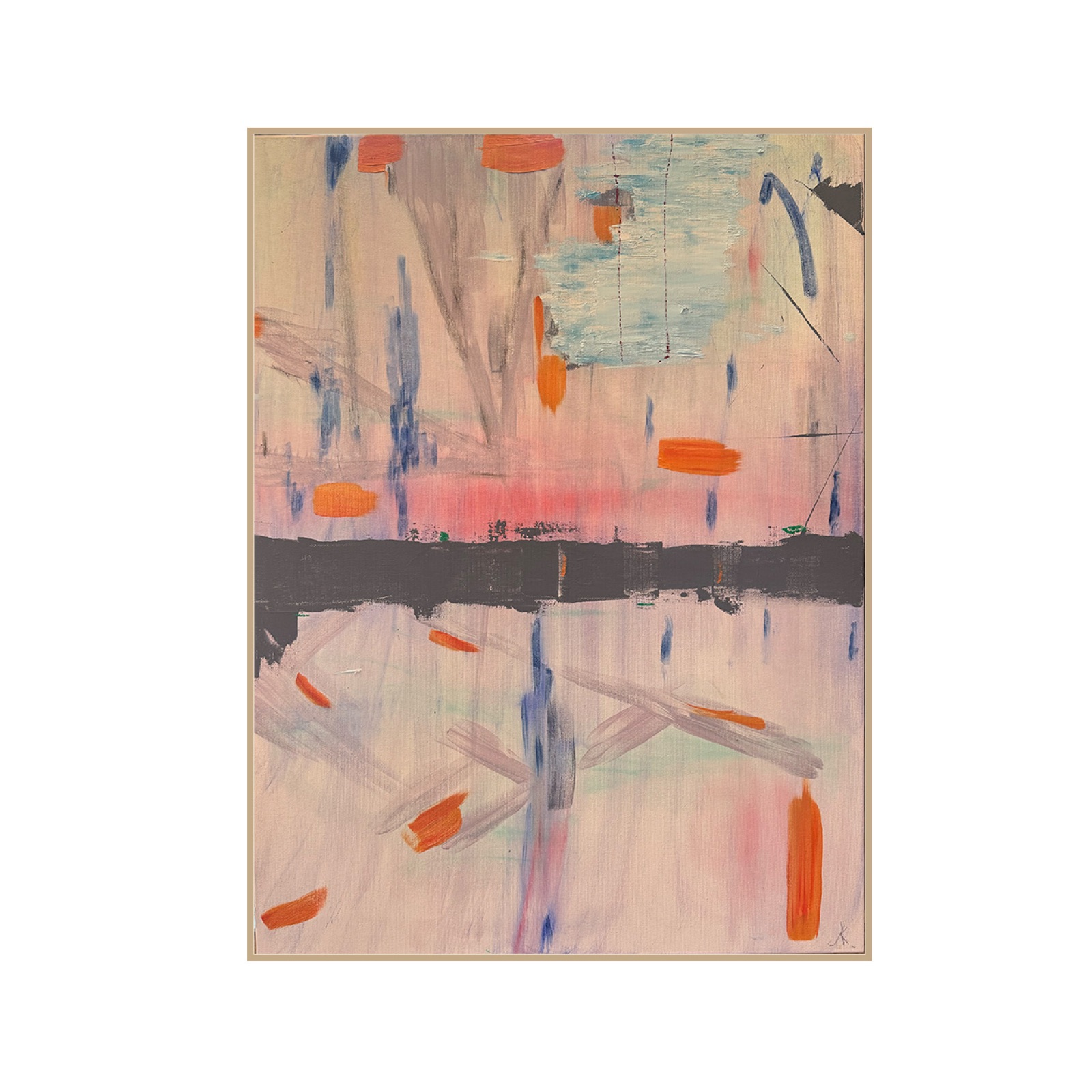 Traces — Afterwards. Painting with a heavy dark band and restored color layers